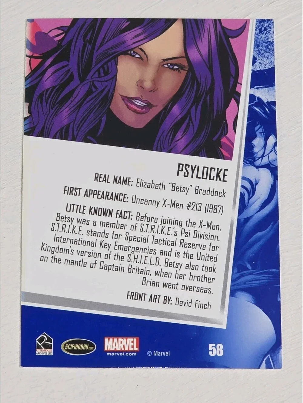 2013 Women of Marvel Series 2 Sapphire Blue #58 PSYLOCKE Very Rare!